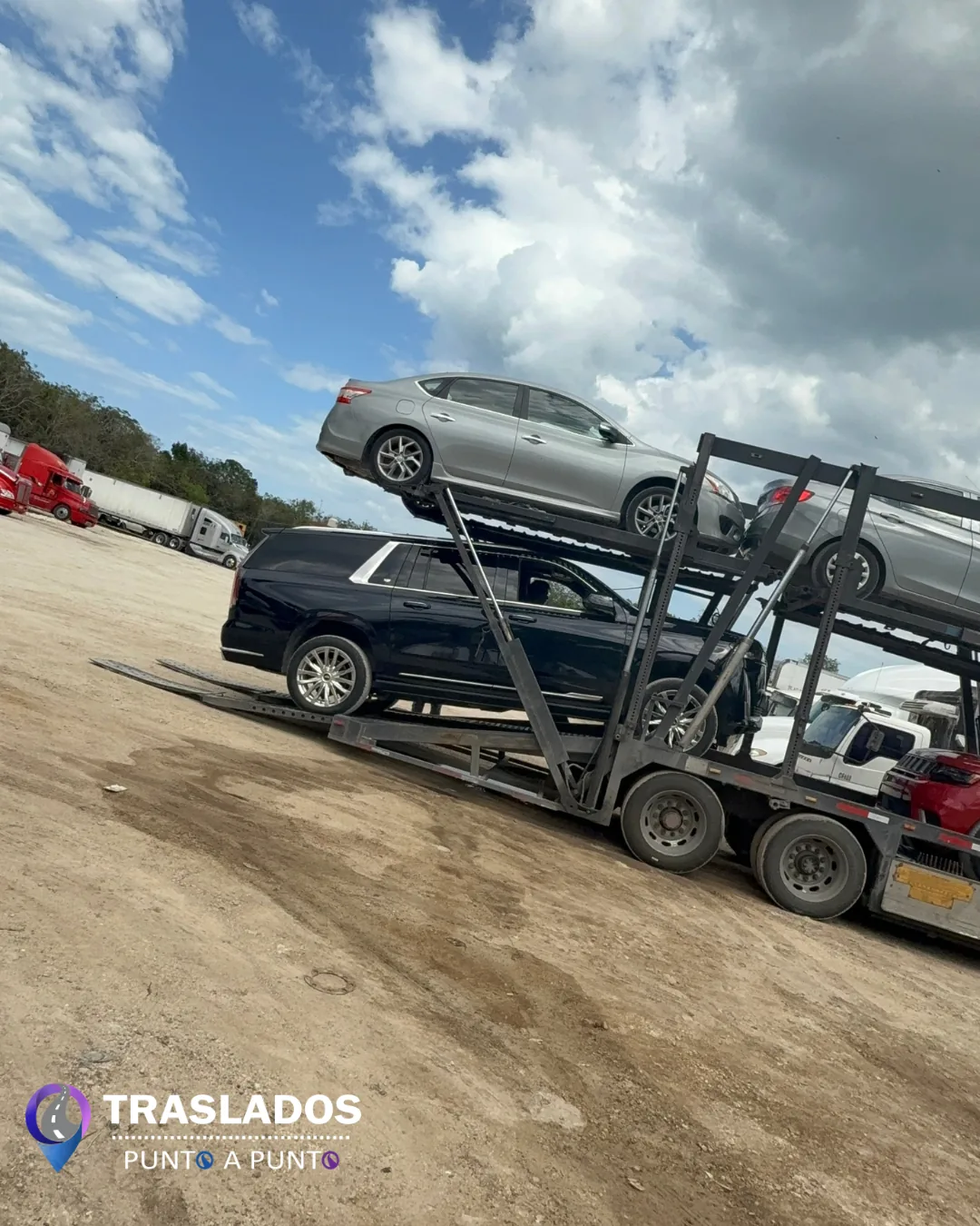 Autos cargados en madrina dentro de patio operativo